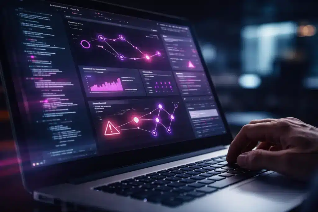 Laptop displaying a Technical SEO Audit dashboard